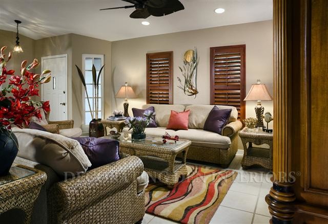 Living room - tropical living room idea in Miami