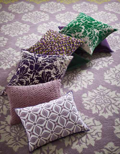 Purple Accent Pillows Modern Living Room Boston by Company C
