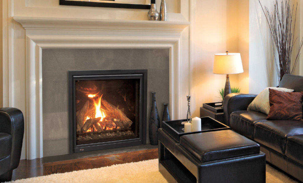 Q3 Gas Fireplace with a Porcelain Liner, and a High Definition Log Set