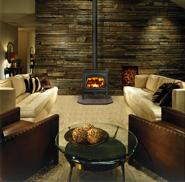QuadraFire Explorer Series Wood Stoves Living Room Seattle by