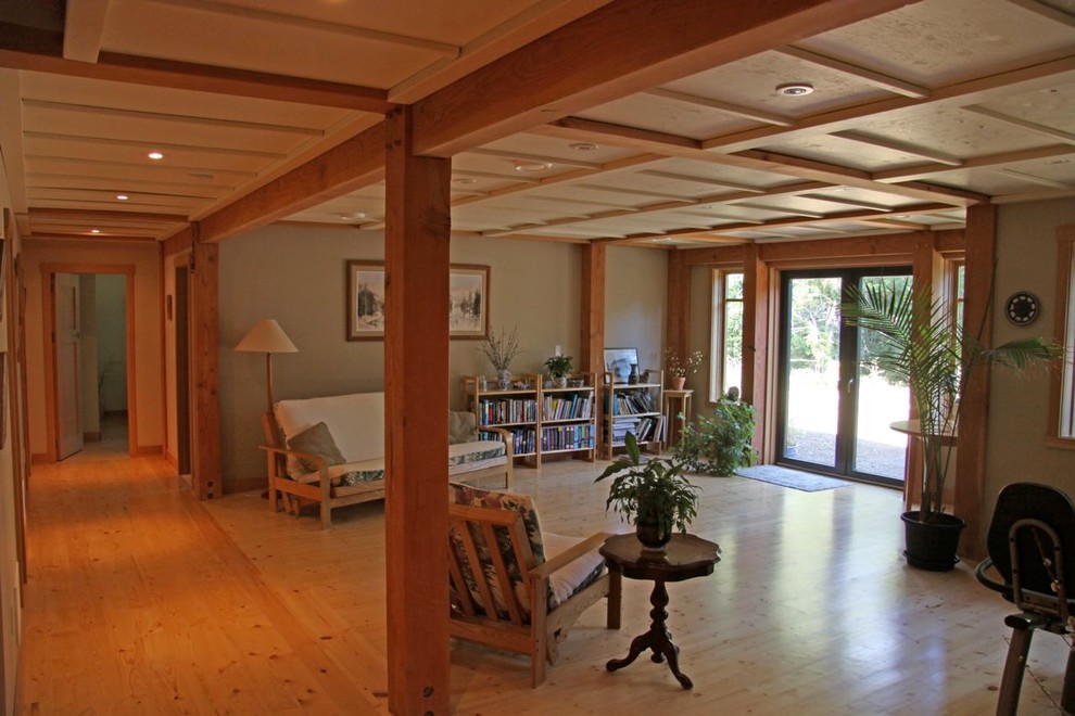 Qualicum Beach Timberframe House Craftsman Living Room Vancouver