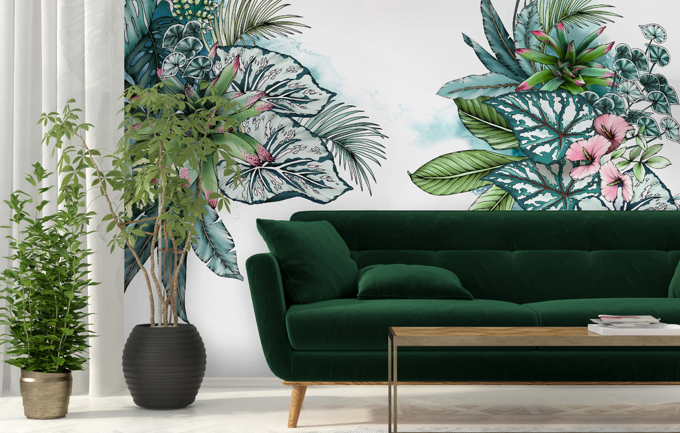 Living room - tropical living room idea in Sydney
