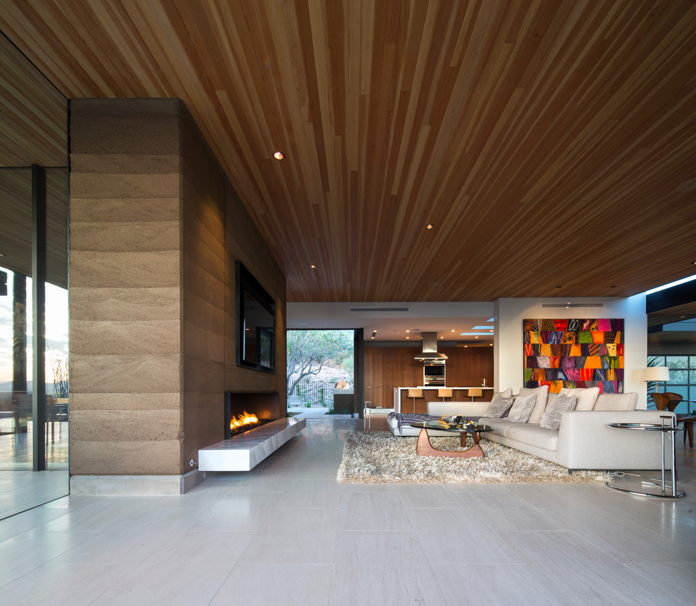 Стильный дизайн: большая открытая гостиная комната в современном стиле - последний тренд