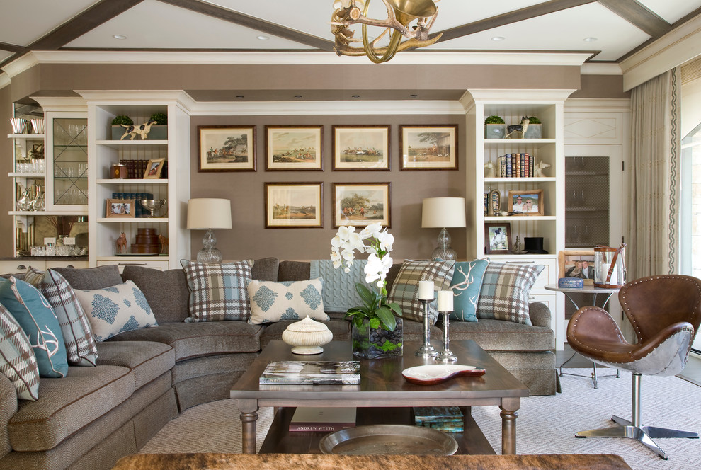 Living room library - traditional living room library idea in Denver
