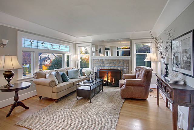 Living room - traditional living room idea in Seattle
