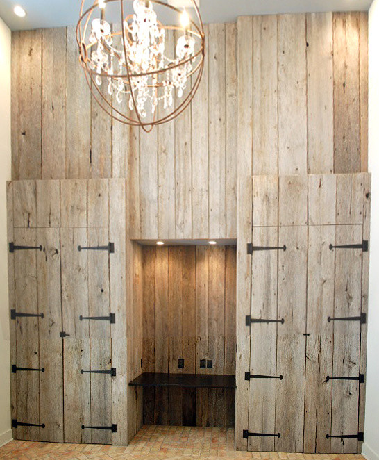Reclaimed Barn Board Accent Wall Rustic Living Room Orlando by