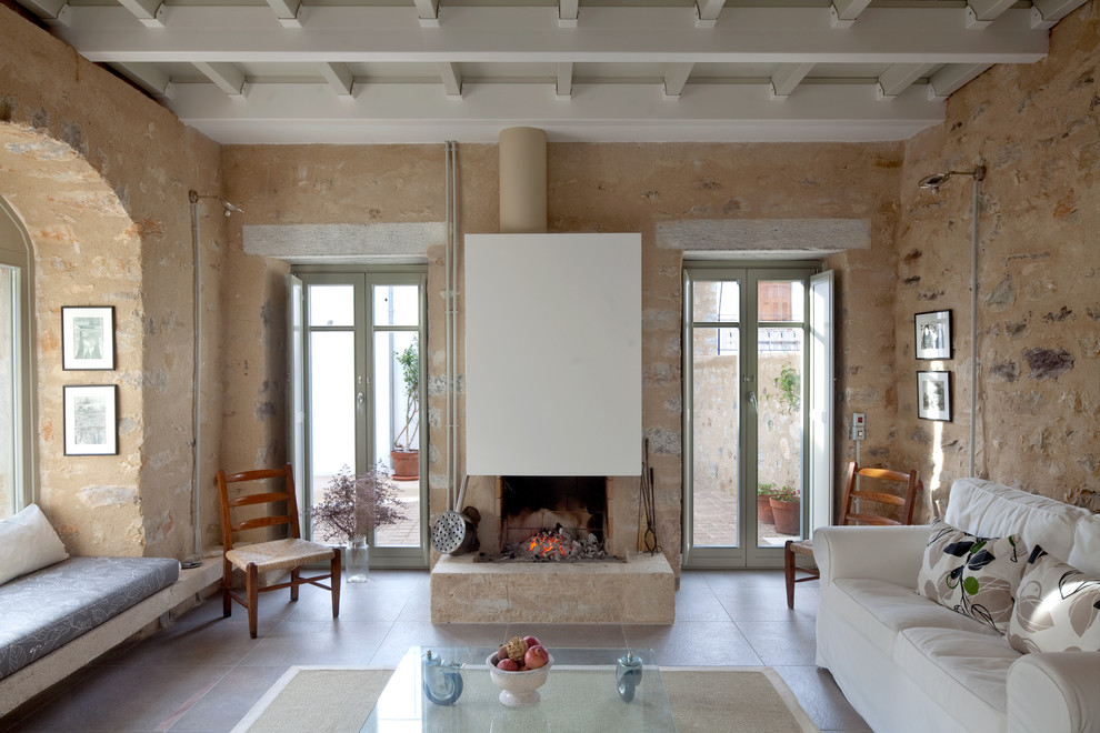 Large mediterranean living room.
