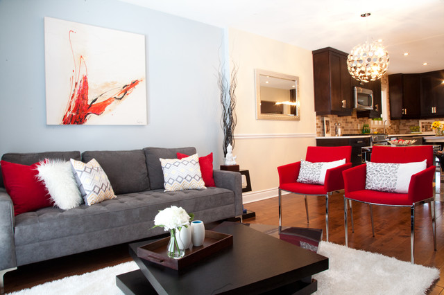 Red Accent Decor - Contemporary - Living Room - Toronto - by ReStyle Design  | Houzz IE
