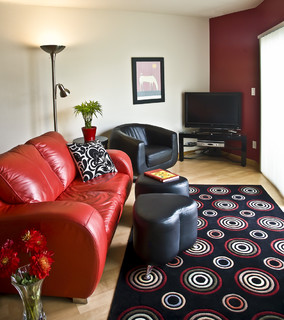 Red & Black Interior - Contemporary - Living Room - Portland - by The ...