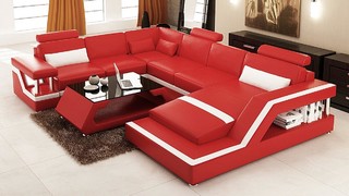 Red Bonded Leather Sectional – All Nations Furniture