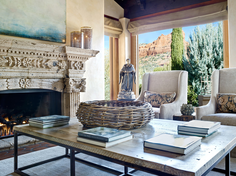 Living room - mediterranean living room idea in Phoenix