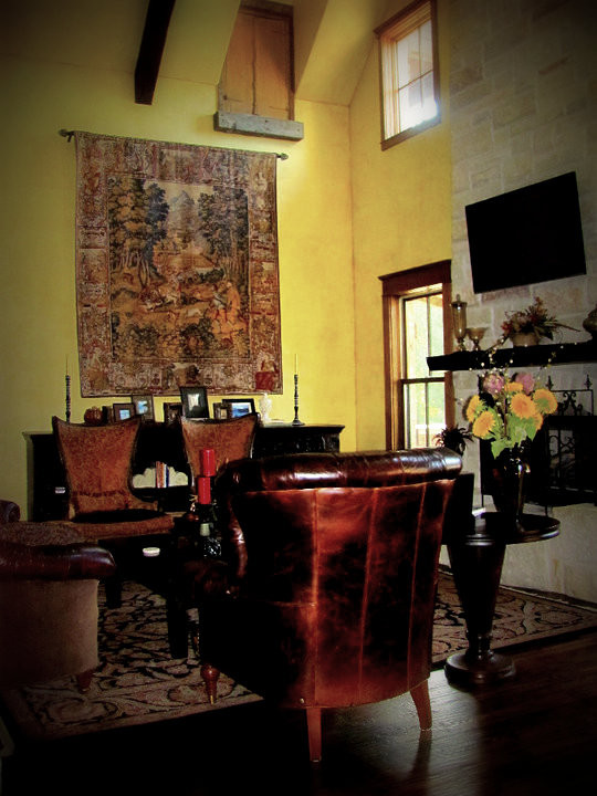 Living room - rustic living room idea in Austin