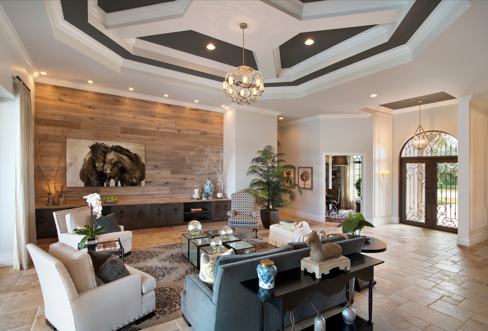 Inspiration for a contemporary open concept living room remodel in Miami with no tv