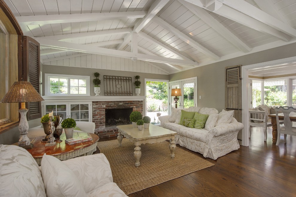 Inspiration for a shabby-chic style living room remodel in San Francisco with gray walls