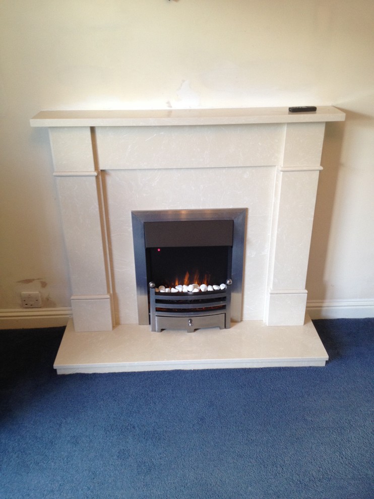Remove Gas fire Install new electric fire & Micro Marble surround