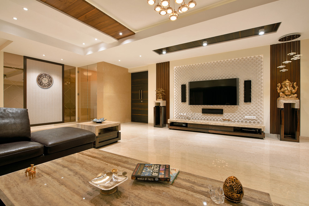 Photo of a contemporary living room in Mumbai.