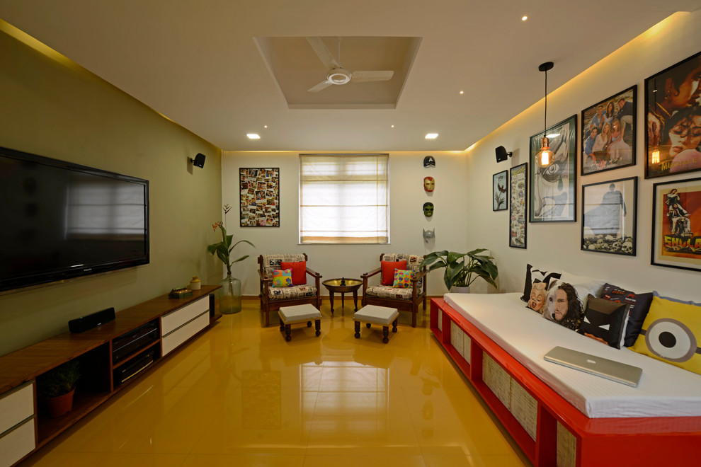 Идея дизайна: гостиная комната в морском стиле