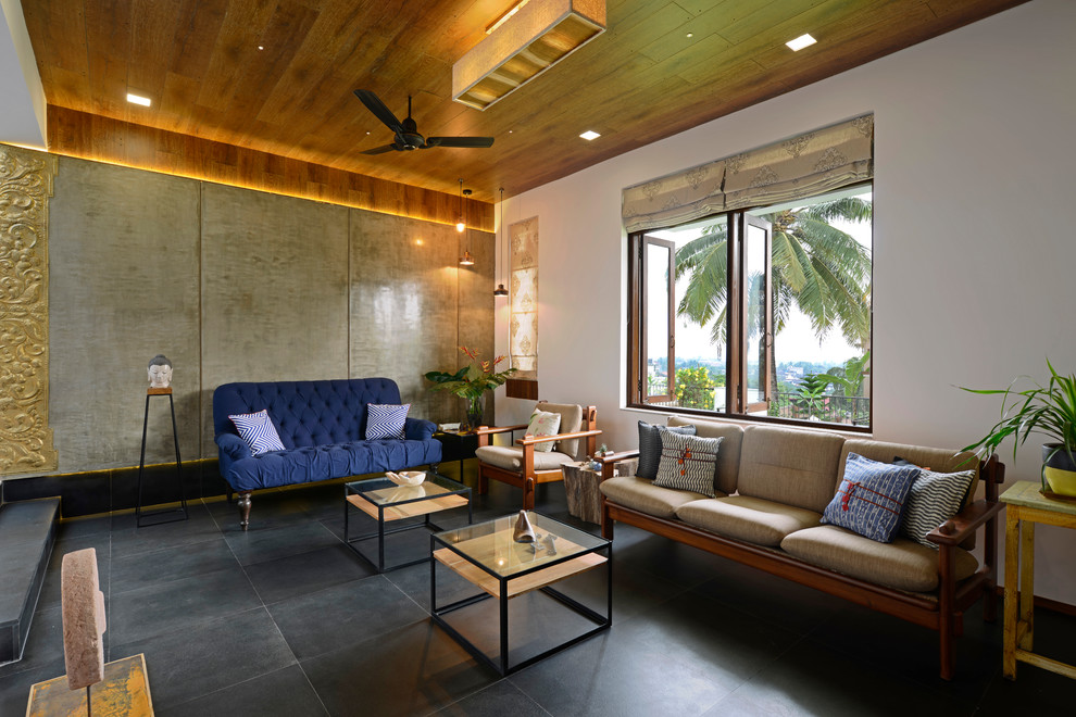 Inspiration for a tropical living room remodel in Mumbai