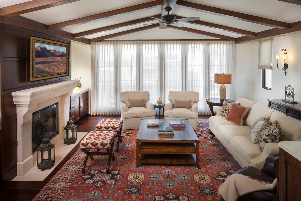 Example of a tuscan living room design in Los Angeles