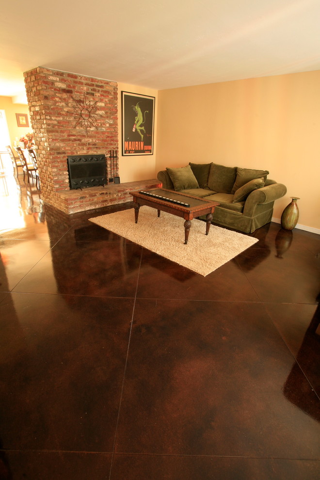 Residential Interior Concrete Stain Traditional Living Room San