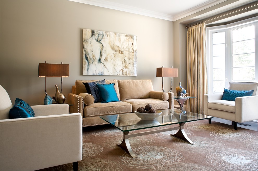 Inspiration for a medium sized eclectic living room in Toronto with beige walls.