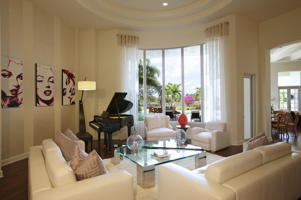 Transitional living room photo in Miami