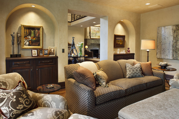 Living room - mediterranean living room idea in Wichita