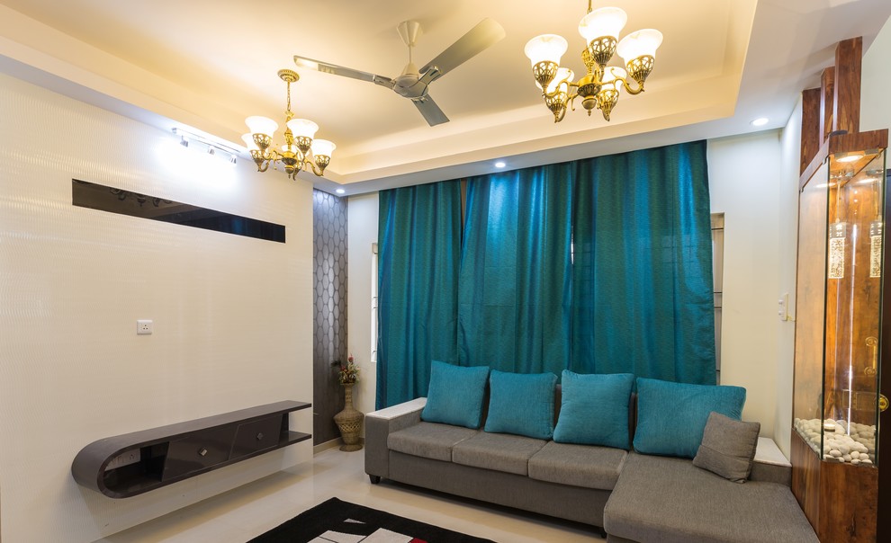 Example of a zen living room design in Bengaluru