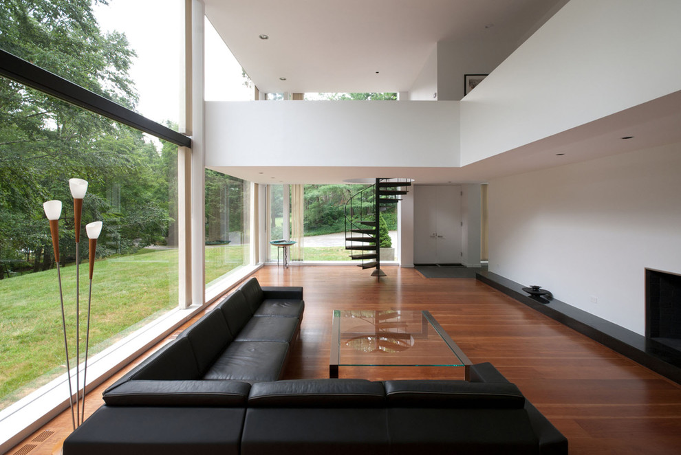 Photo of a modern living room in New York with white walls.