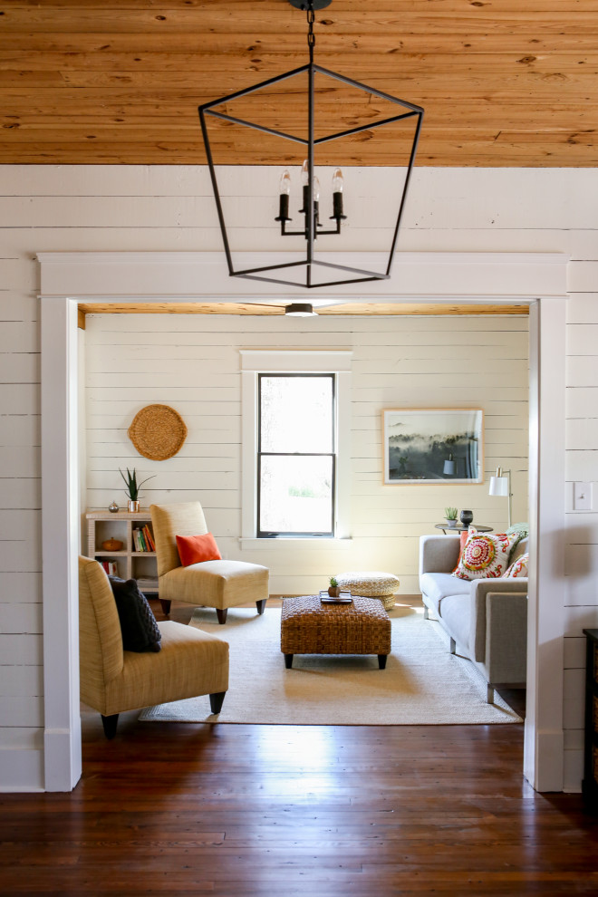 Inspiration for a farmhouse living room remodel in Raleigh