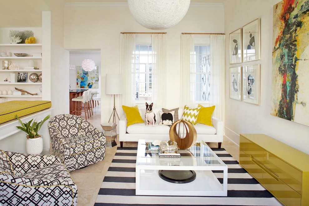 Small beach style open concept living room photo in Atlanta