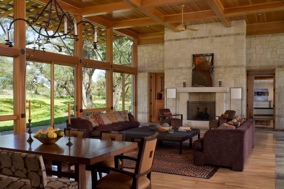 Example of a trendy living room design in Austin