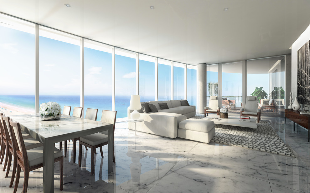 Design ideas for an expansive modern living room in Miami.