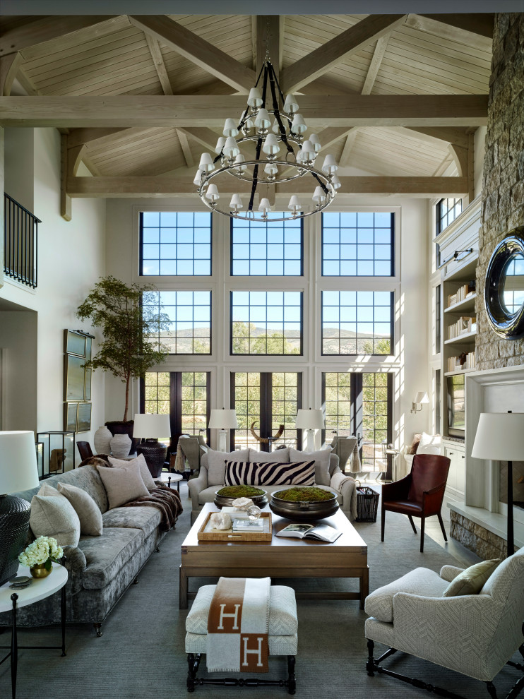 Living room - french country living room idea in Salt Lake City