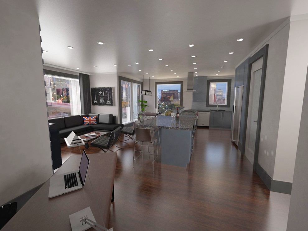 Riverfront Condos Modern Living Room Calgary by hunter