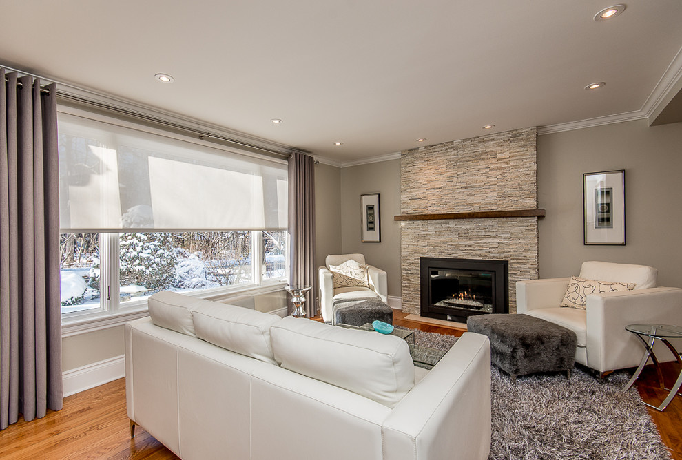 Photo of a contemporary living room in Toronto.