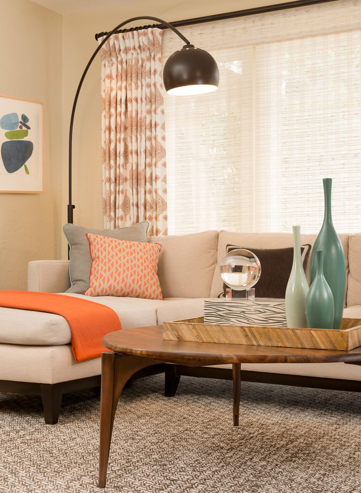 Inspiration for a mid-sized craftsman open concept carpeted living room remodel in San Francisco