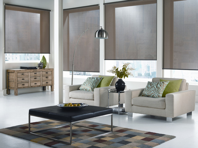 Roller Blinds - Modern - Living Room - Montreal - by C&M Textiles | Houzz