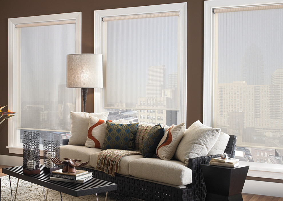 Roller Shade Samples Contemporary Living Room Los Angeles by