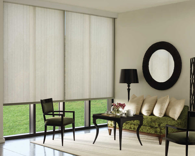 Roller Shades Moderne Salon Indianapolis par Zinga's Blinds