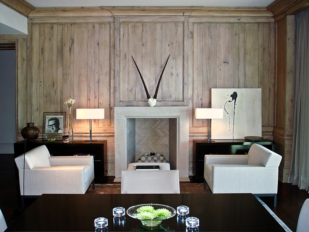 Пример оригинального дизайна: гостиная комната в современном стиле без телевизора