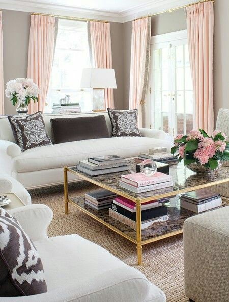 Rose gold and grey 2024 living room ideas