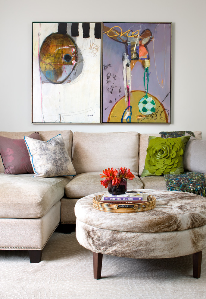 Living room - transitional formal living room idea in Toronto with white walls
