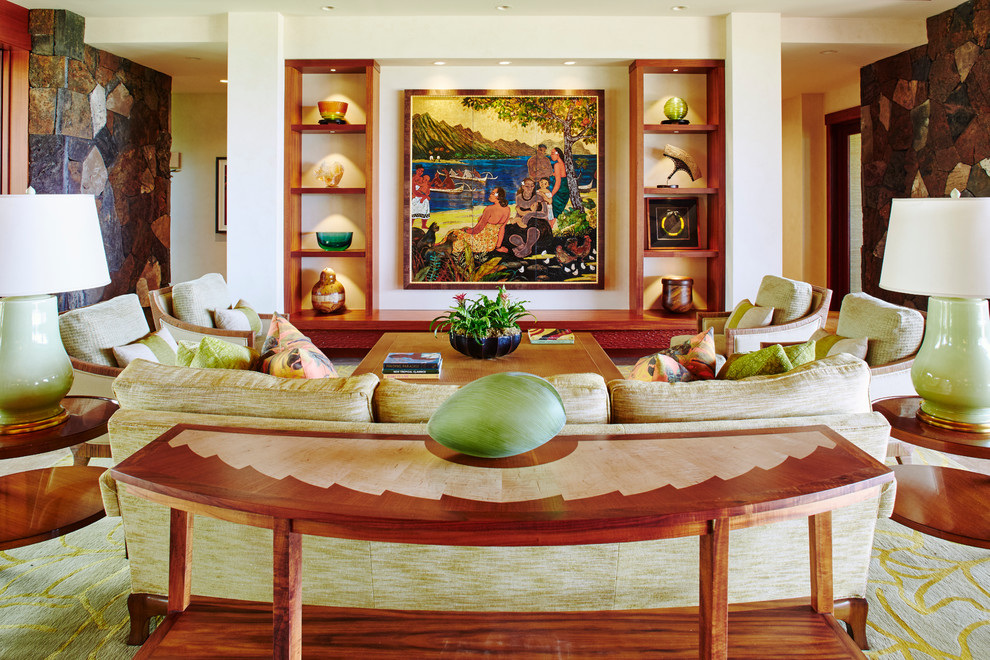 Design ideas for a medium sized world-inspired formal living room in Hawaii with no tv.