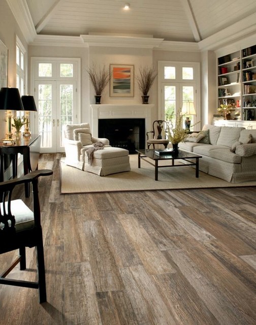 Rustic Flooring Montagne Salon Chicago par Duncan Flooring