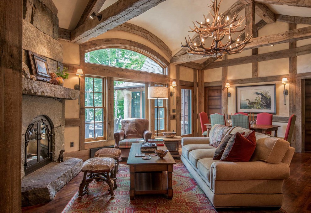 Rustic Lake House Living Room - Rustic - Living Room - Burlington - by