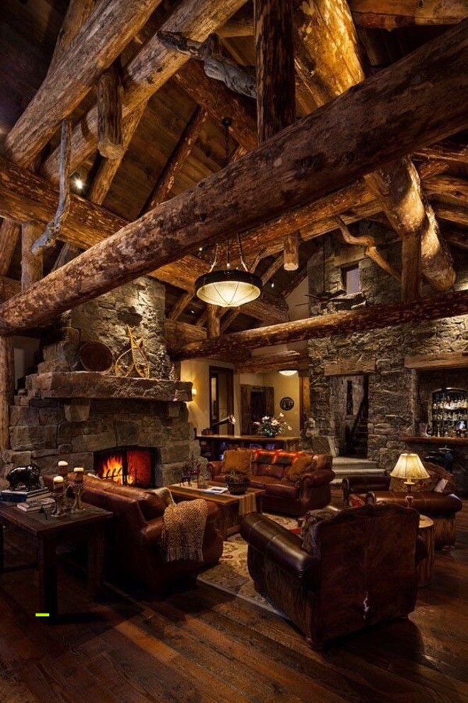 Medium sized rustic formal enclosed living room in Charlotte with brown walls, dark hardwood flooring, a standard fireplace, a stone fireplace surround and no tv.