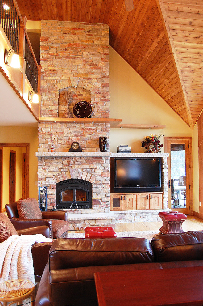 Rustic stone fireplace - Traditional - Living Room - Other - by Traci ...