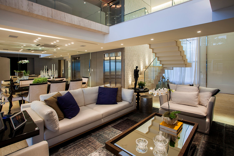 Photo of a large contemporary formal mezzanine living room in Other with no tv.