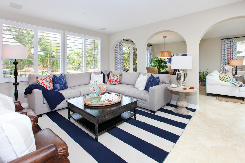 Inspiration for a coastal living room remodel in Orange County